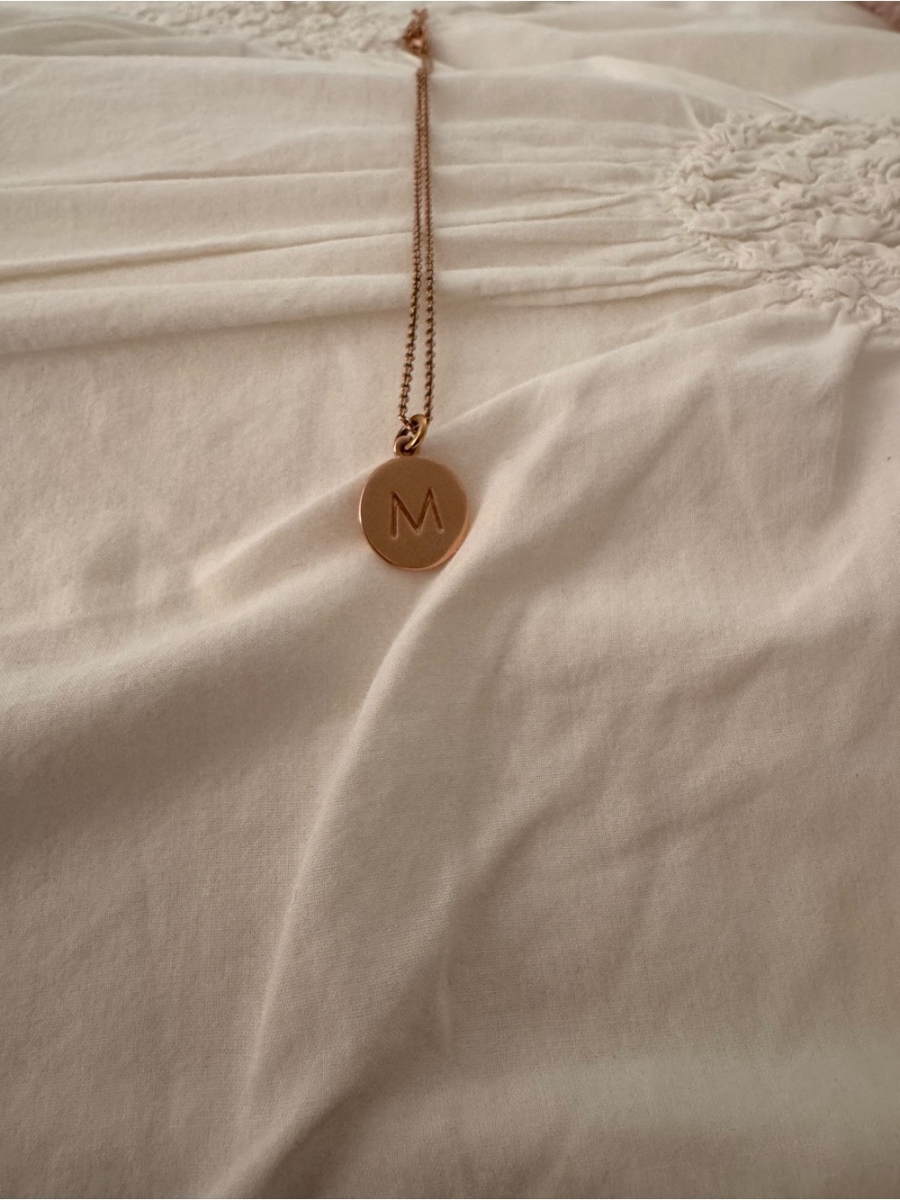 Kate Spade Rose Gold Initial 'M' Disc Necklace